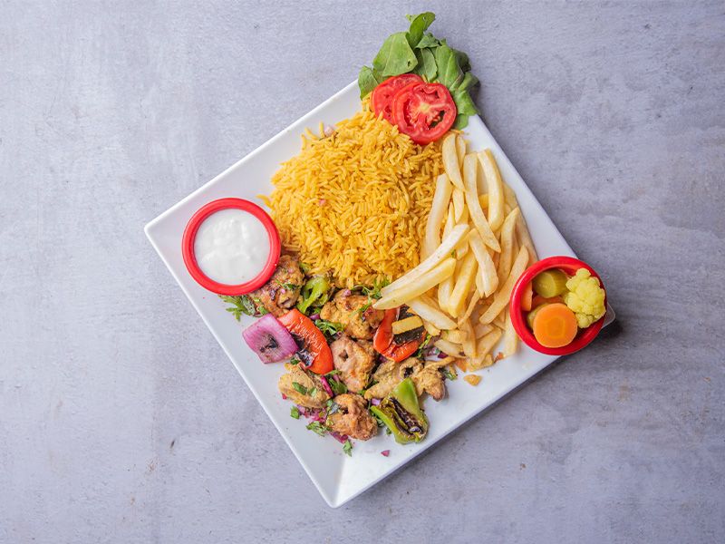 Charcoal grilled shish tawook