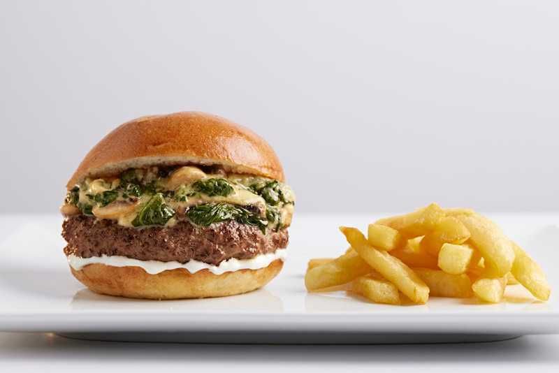 OB - spinach mushroom Burger -سبانخ مشروم برجر