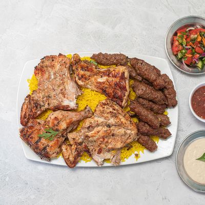 1 Kilo Kebab With One And A Half Chicken With 1 Kilo Kofta Served For 10 People, Rice And A Liter Of Juice.