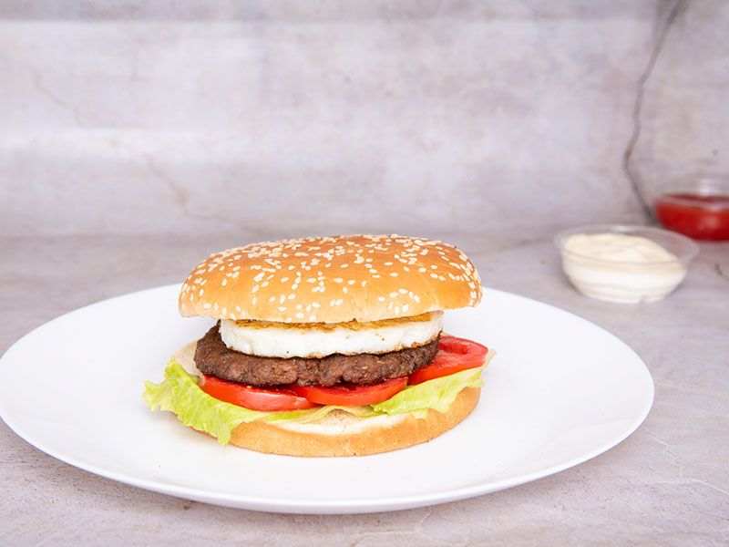 Beef Burger With Omelette Sandwich