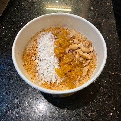 Nutty Wheat Pudding with Toasted Kunafa