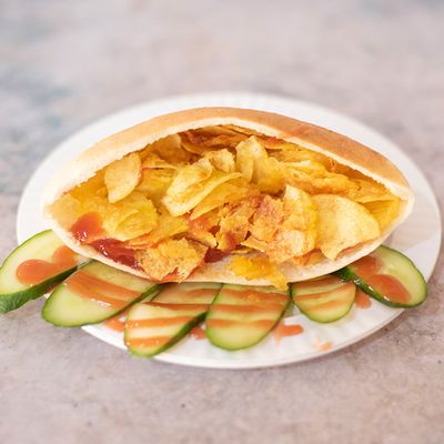 Potato Chips With Baba Ghannoug Sandwich