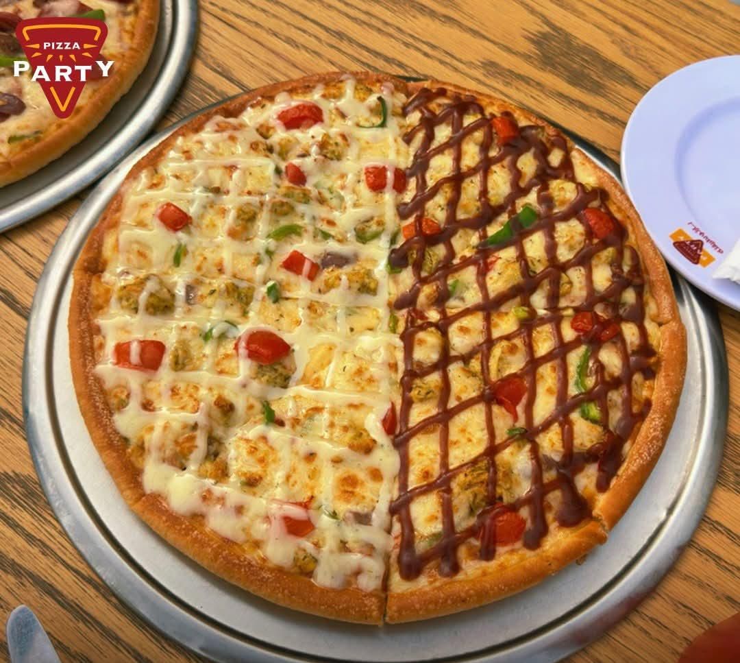 Half Chicken Ranch Pizza + Half Chicken BBQ Large