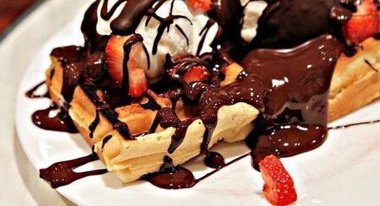 Fruits And Chocolate Waffle