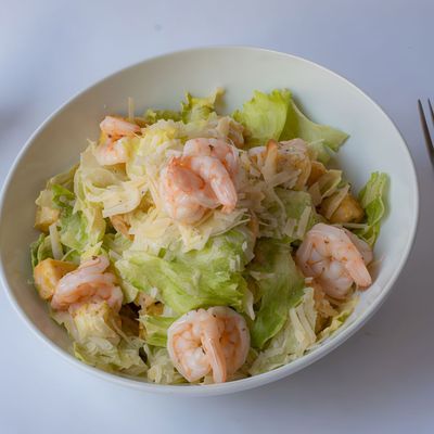 Classic Caesar salad with shrimp