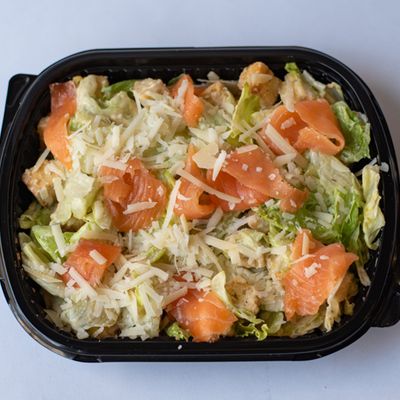 Classic Caesar salad with salmon