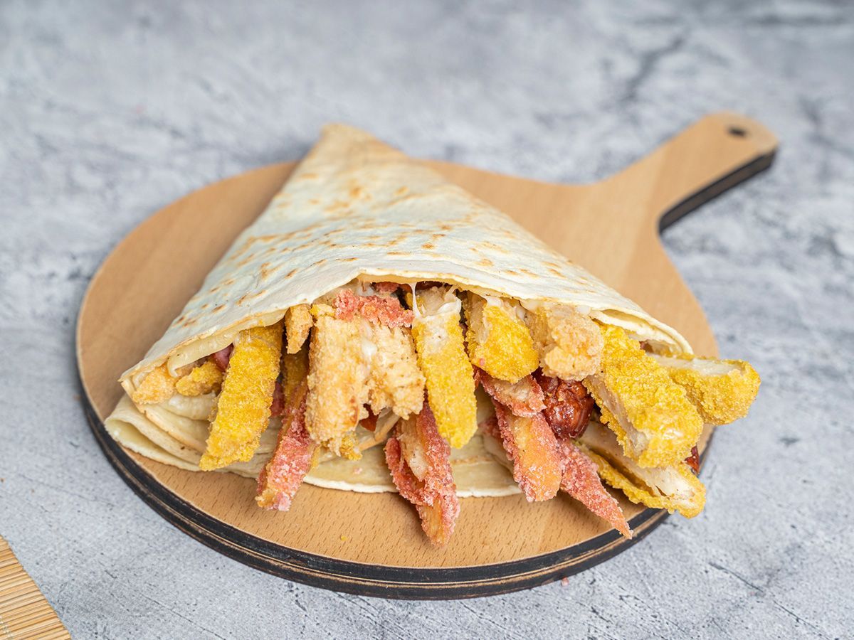 Chicken Pane With Meat Burger Crepe
