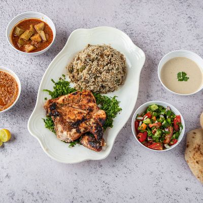 وجبة ربع دجاج مع خضار
