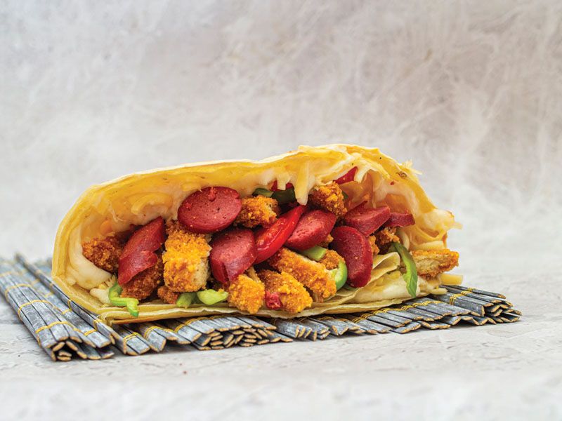 Chicken Pane With Sausage Crepe