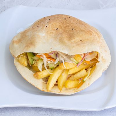 French fries sandwich with green salad