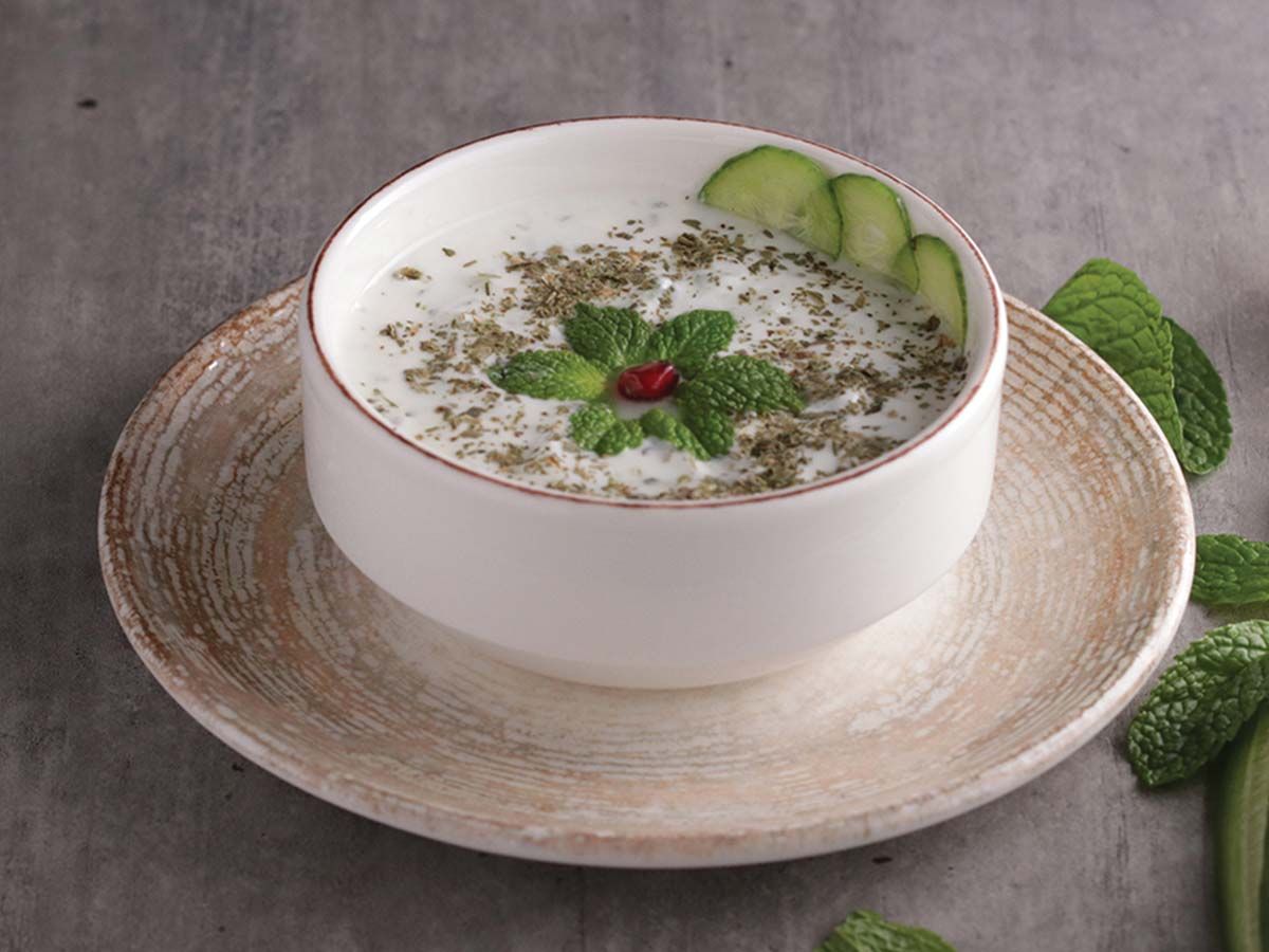 Yogurt with cucumber and mint