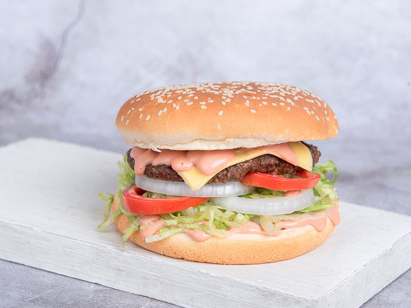 Beef Burger With Cheddar Cheese Sandwich