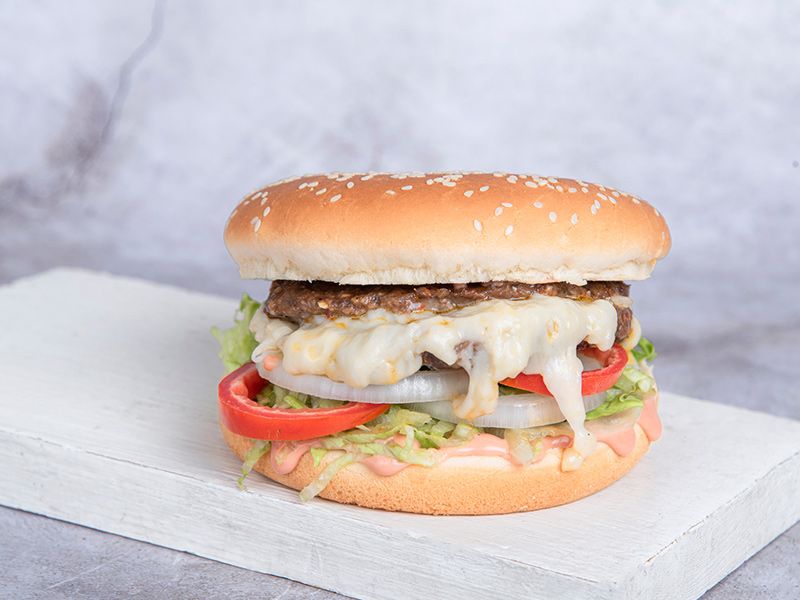 Double Beef Burger With Mozzarella Cheese Sandwich