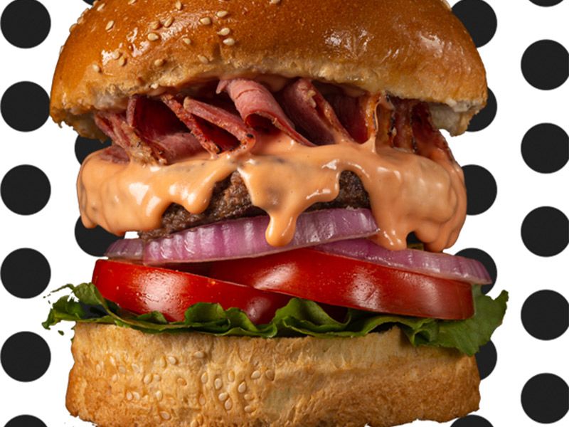 Tree Bacon With Beef Burger Sandwich