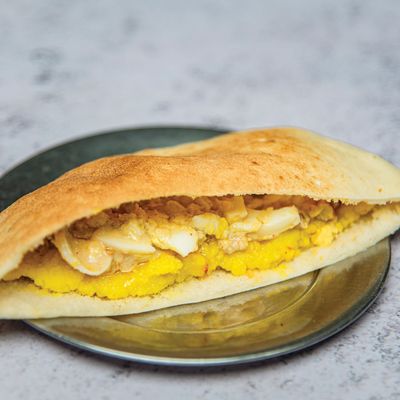 Potato sandwich with boiled egg
