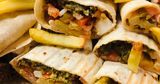 Mix Of Saj Potatoes And Falafel sandwich
