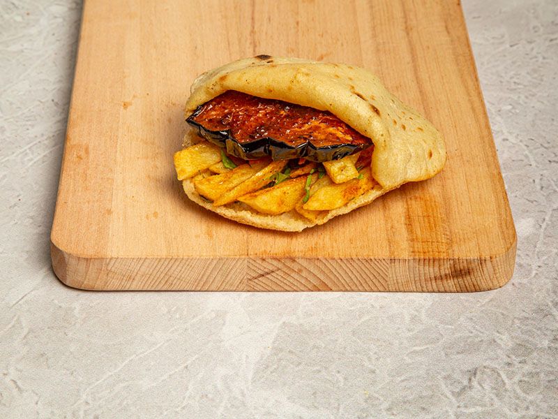 French Fries With Eggplant Sandwich