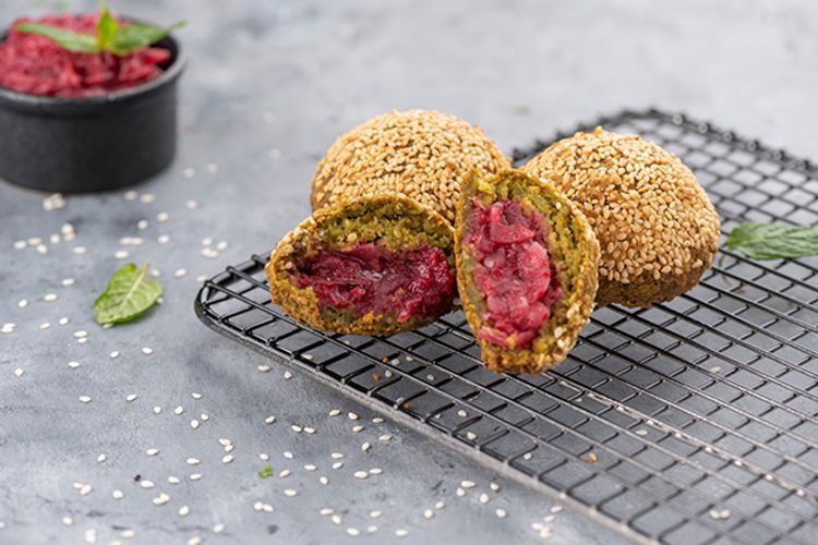 Taameya patty, mixed roumi cheese and pastrami