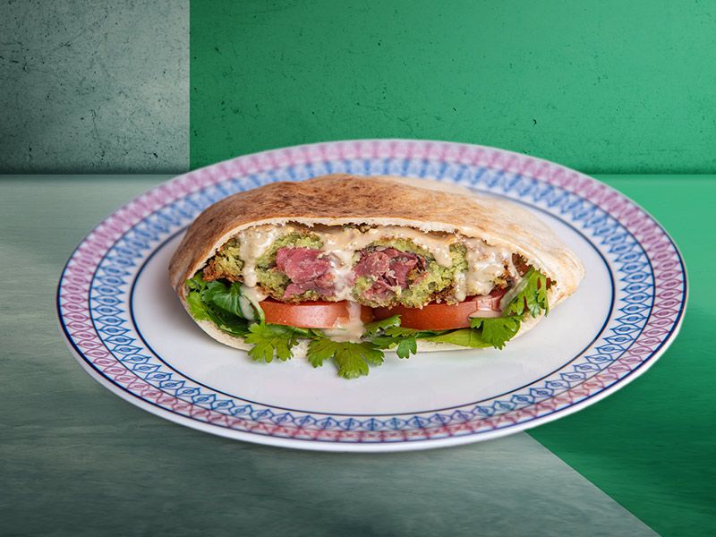 Pastrami Stuffed Falafel Sandwich