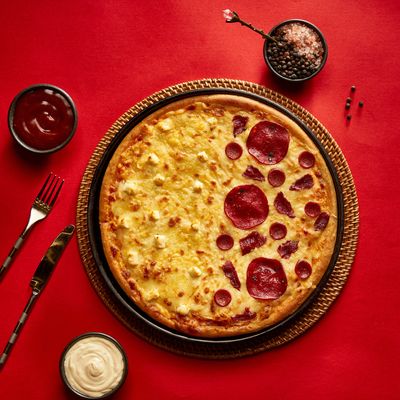 Half Cheese and Half Meat Italian Pizza