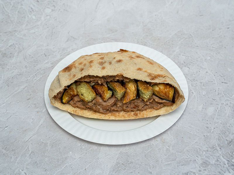 Foul And Taamia With Eggplant Sandwich