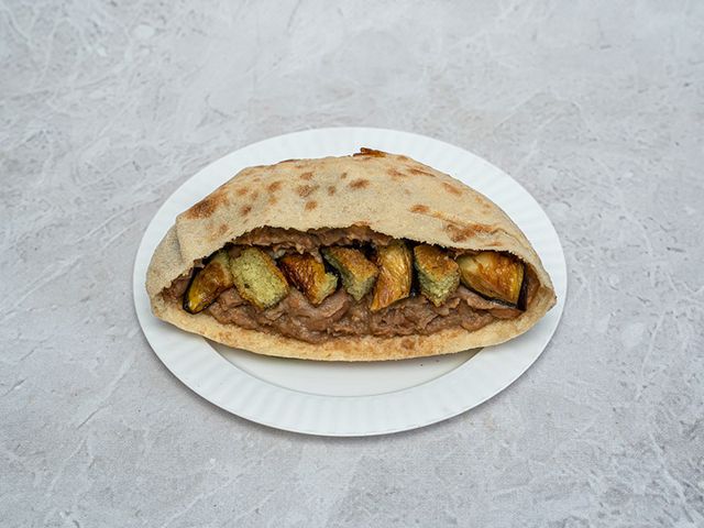 Foul And Taamia With Eggplant Sandwich