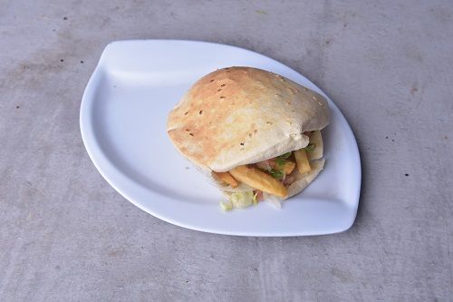 French Fries With Eggplant Sandwich