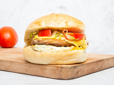 Beef Burger With Cheese Sandwich