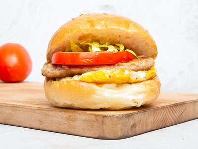 Beef Burger With Eggs Sandwich