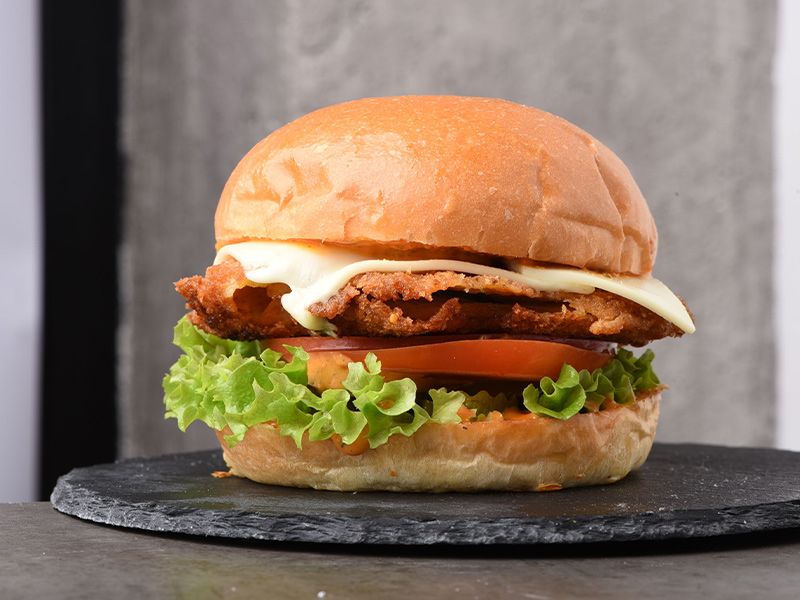 on fire burger