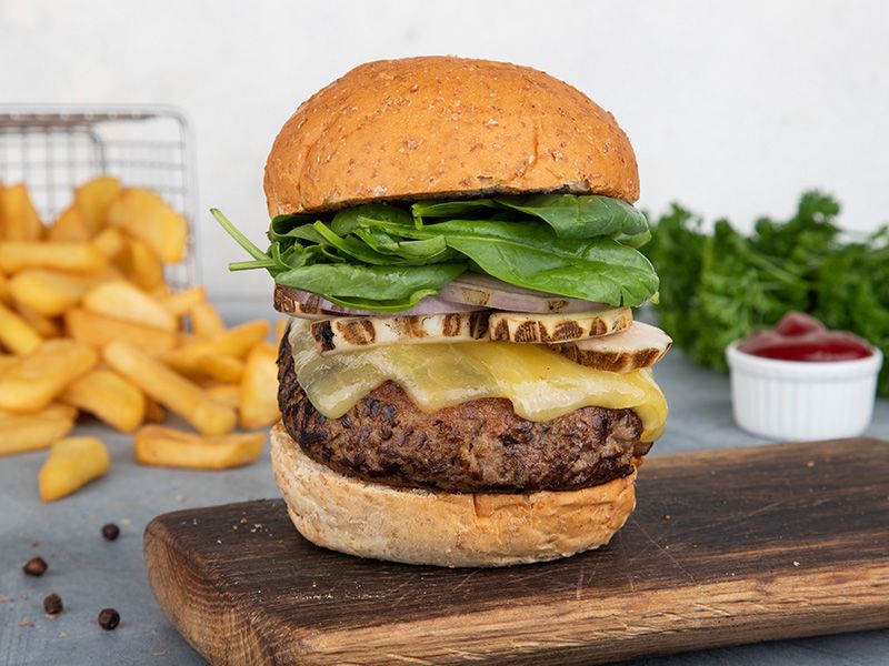 Beef Burger With Cheddar Cheese Sandwich