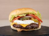 Jumbo Beef Burger With Cheese And Eggs Sandwich