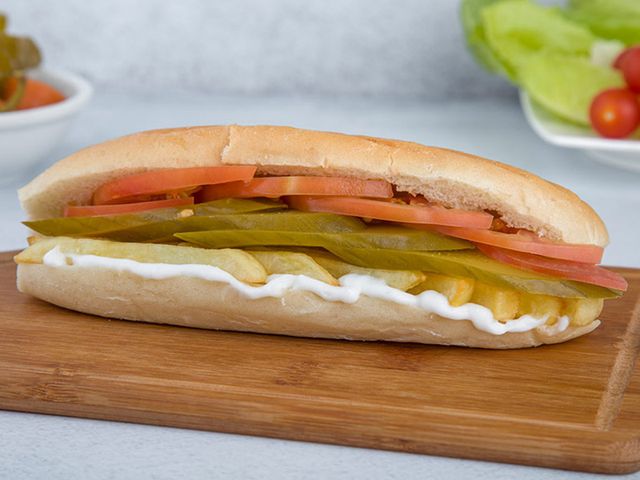 French Fries With Mozzarella Cheese Sandwich