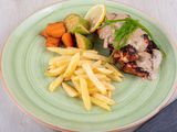 Half grilled chicken or kofta and hawawshi