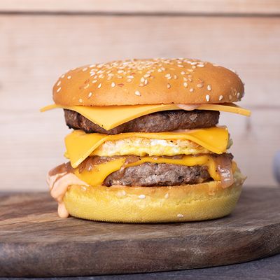 Beef Burger With Eggs Sandwich
