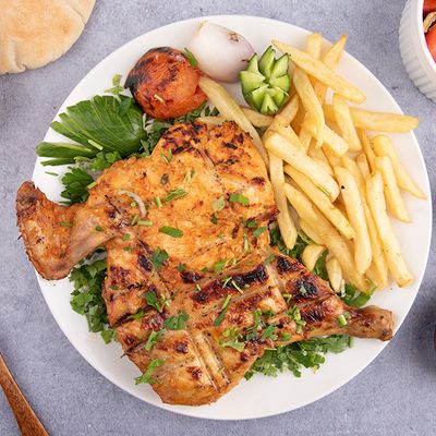 Half Chicken Grilled On Charcoal Meal