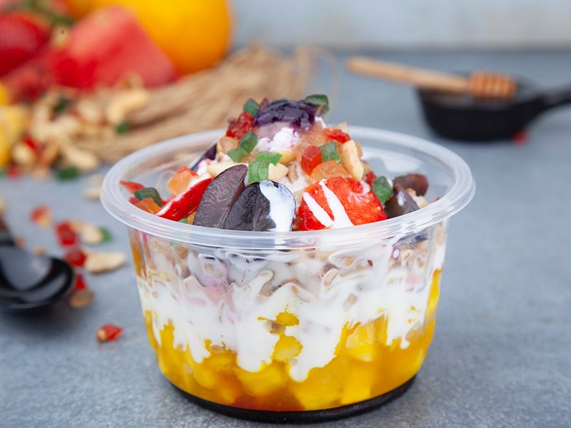 Fruit Salad With Ice Cream And Borio