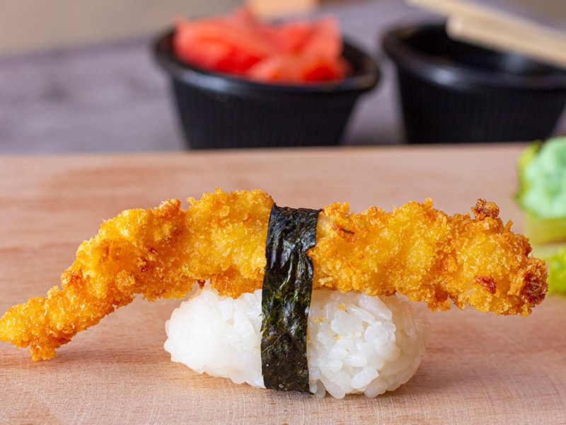 Fried Shrimp Konafa Sushi Nigiri