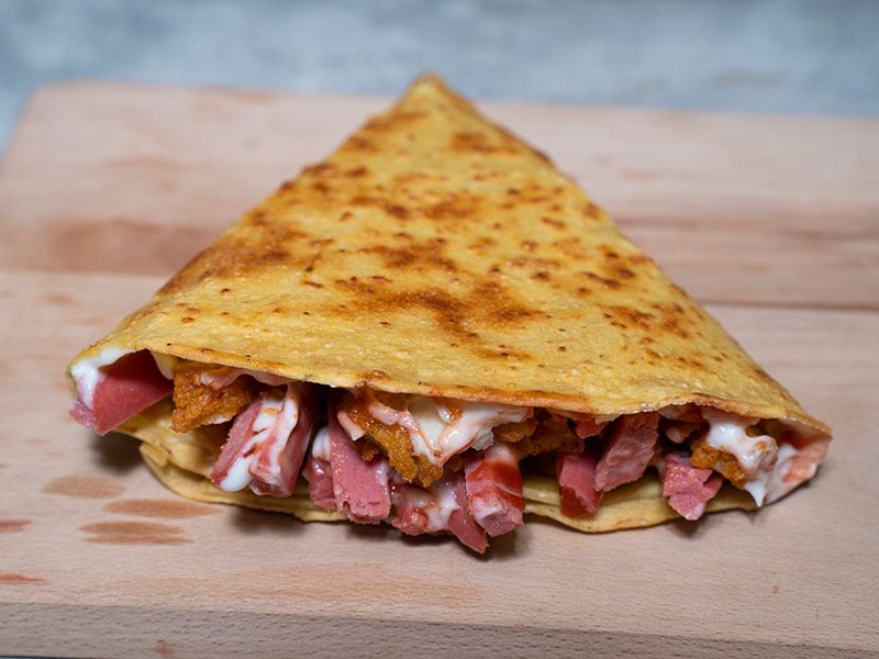 Crispy Chicken With Hot Dog Crepe