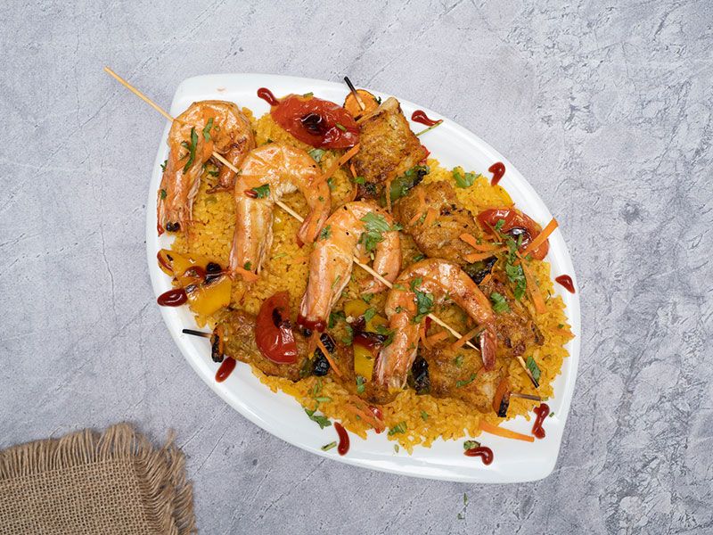 Fillet Shish And Grilled Shrimps Meal