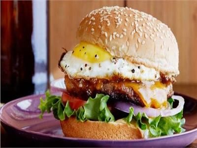 Large Beef Burger with Eggs Sandwich
