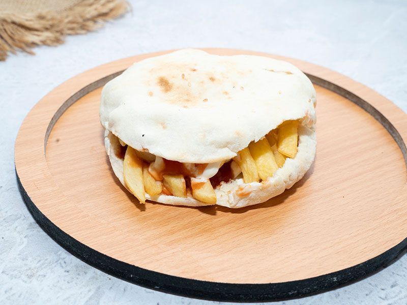 Fries With Ketchup And Mayonnaise Sandwich