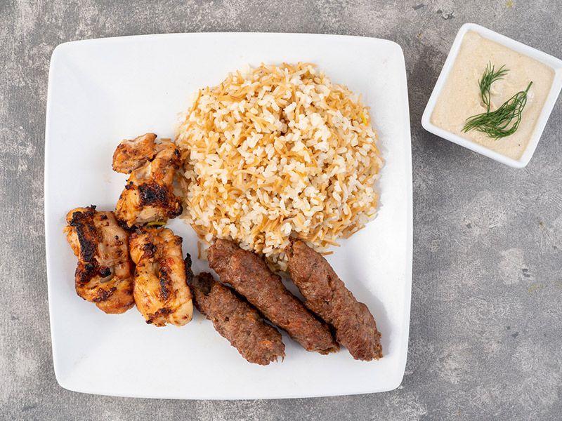 Mix Grill 1/4 Shish Tawook And 1/4 Kofta With Meal