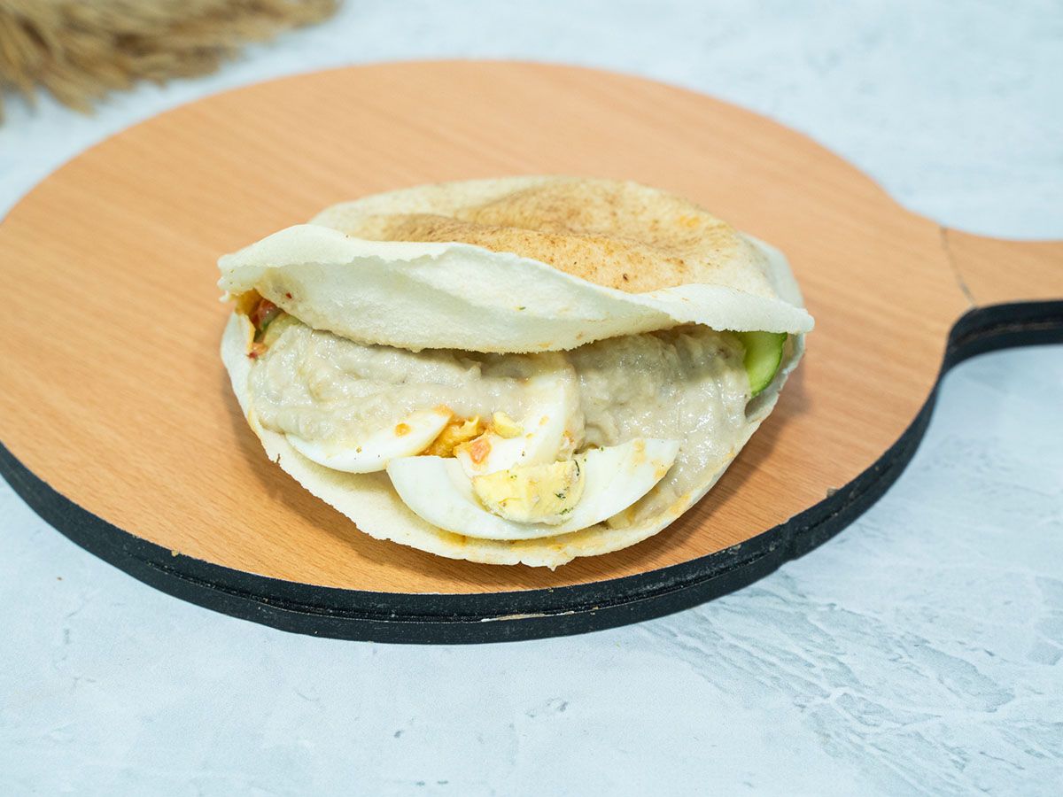 Baba ghanoush sandwich with egg