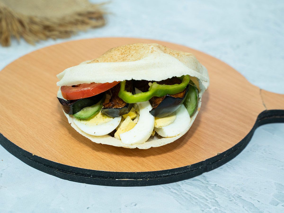 Eggplant sandwich with egg