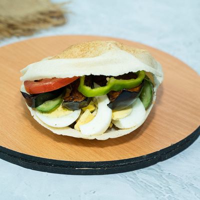 Eggplant sandwich with egg