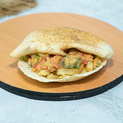 French fries sandwich with cottage cheese