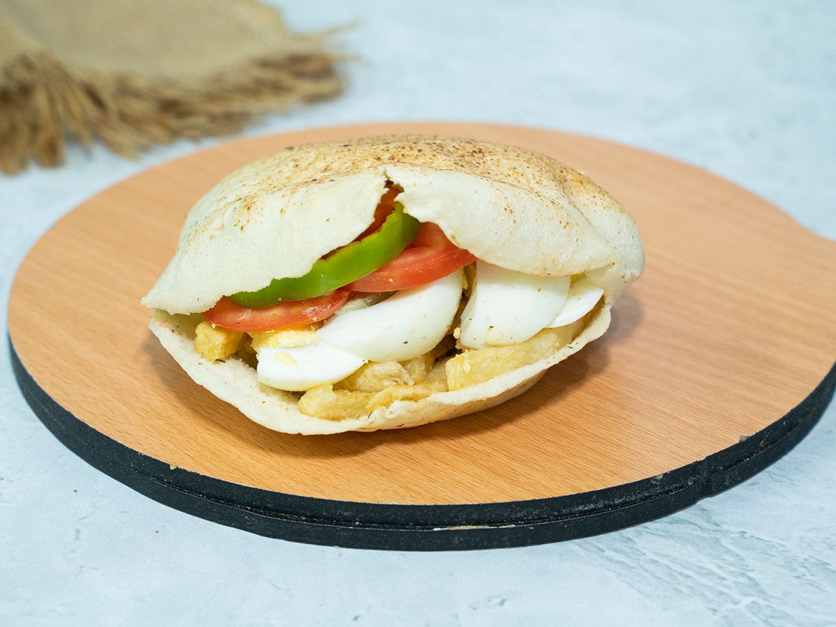 French fries sandwich with egg