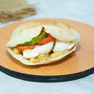 French fries sandwich with egg