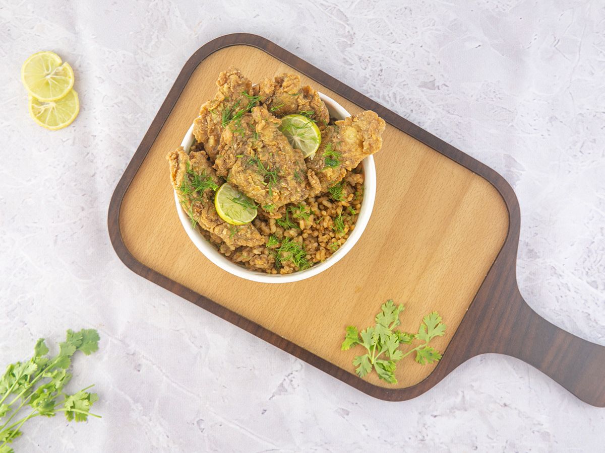 Fried Fish Fillet Meal With Sayadia Rice